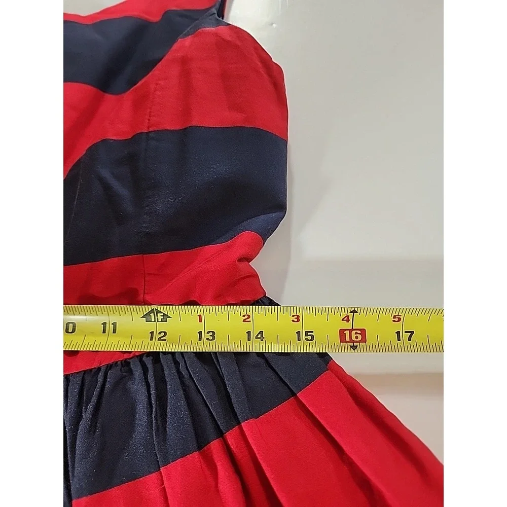 Ralph Lauren‎ Girls 16 Striped Dress Navy Red Sleeveless Preppy Party Holiday